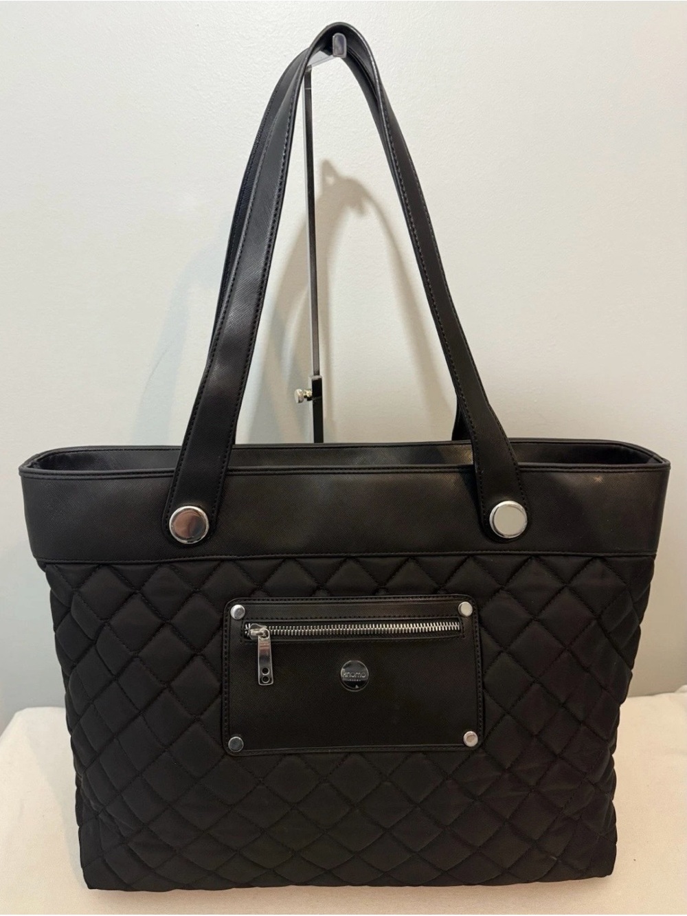 Kimono London Black Quilted Tote Purse Laptop Bag